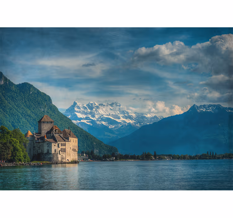 Fotomurais de paisagens vista do castelo montanhoso - TenStickers