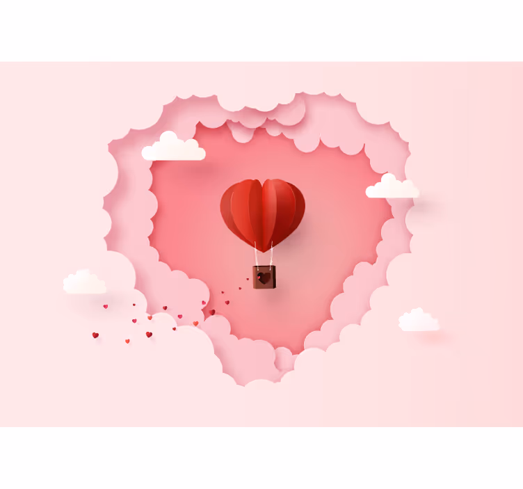 Mural de parede amor balão de ar quente coração - TenStickers