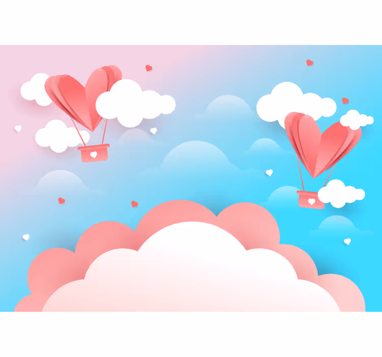 Mural de parede amor balões de coração flutuantes - TenStickers