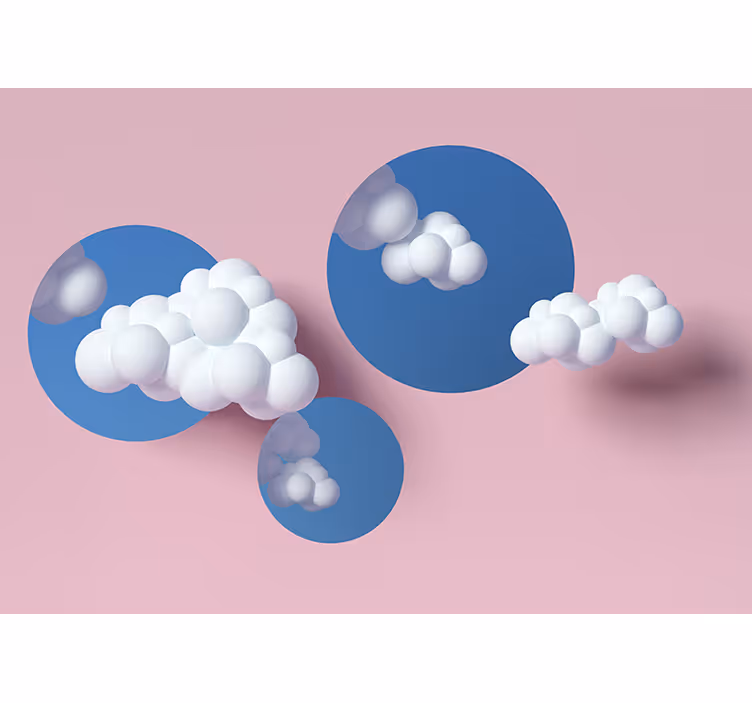 Mural de parede abstrato nuvens puff brincando - TenStickers