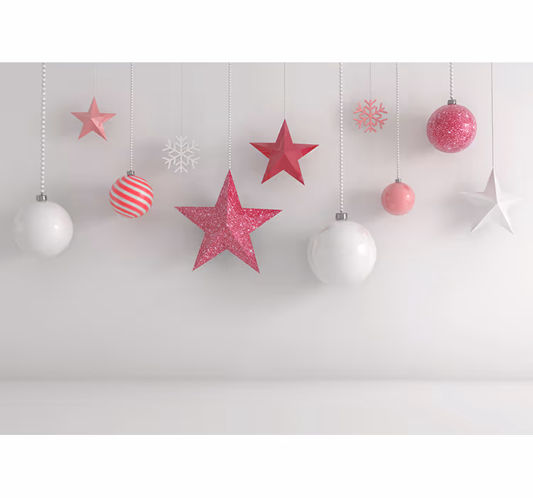Mural de parede natal com enfeites suspensos - TenStickers