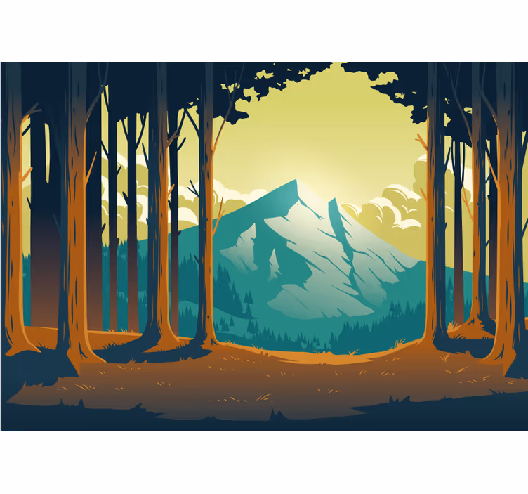 Mural de parede montanha floresta cênica - TenStickers
