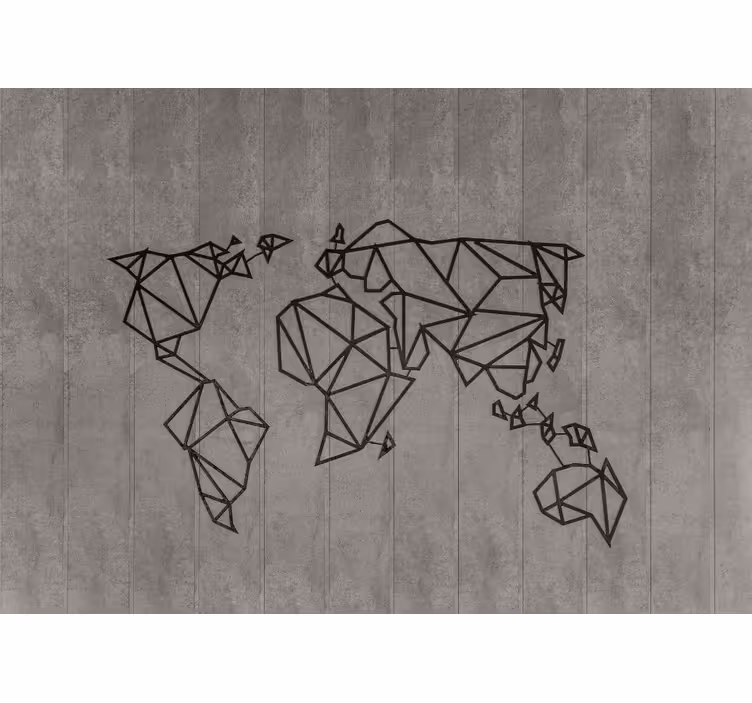 Murais de Parede 3D Mapa do mundo cinza e preto - TenStickers