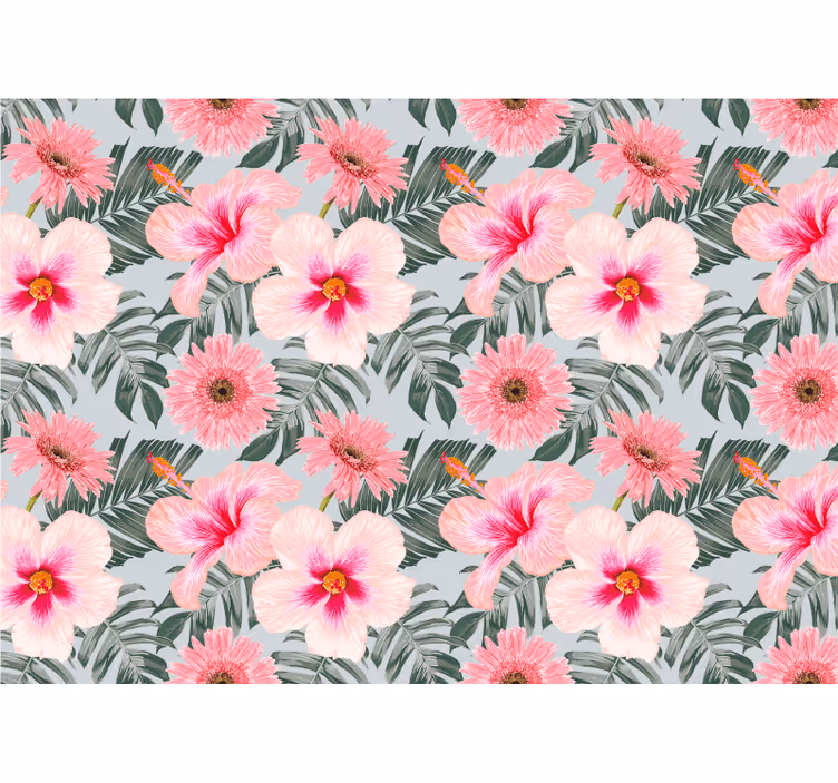 Fotomurais flores padrão floral rosa - TenStickers