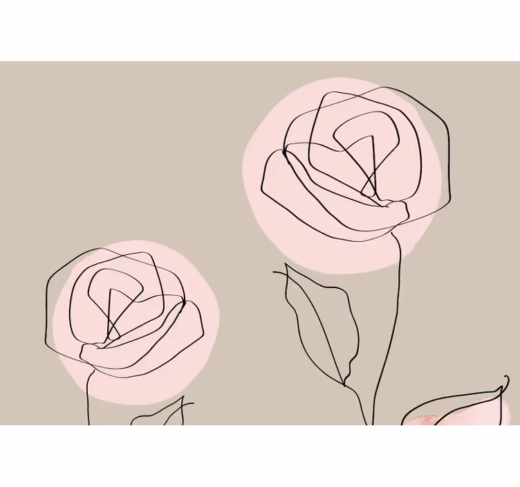 Fotomurais flores arte em linhas de rosas - TenStickers