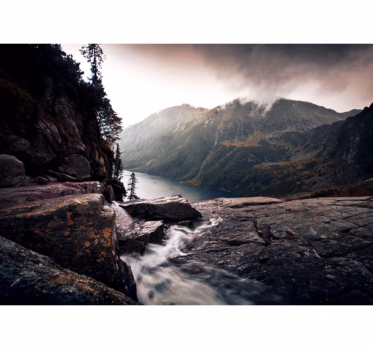 Fotomurais de paisagens vista de lago cênico nas montanhas - TenStickers