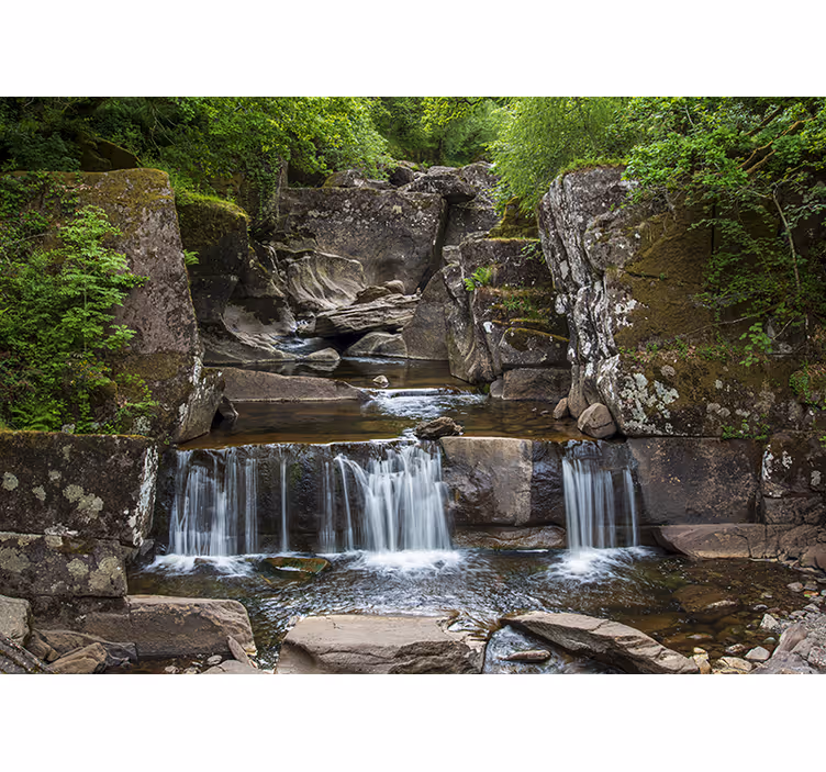 Mural de parede montanha cachoeira da natureza serena - TenStickers