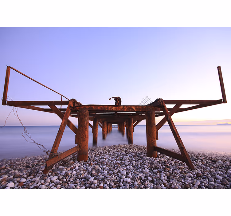 Fotomurais de paisagens pôr do sol no pier rústico - TenStickers