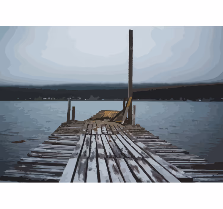 Fotomurais de paisagens píer em lago sereno - TenStickers