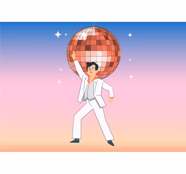 Mural de parede música homem dançando discoteca - TenStickers
