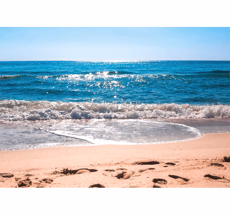 Praia calma em um dia ensolarado fotomural de parede da  - TenStickers