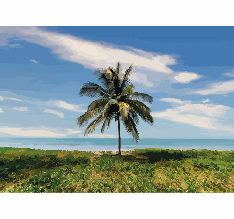 Mural de parede natureza paisagem com coqueiros - TenStickers