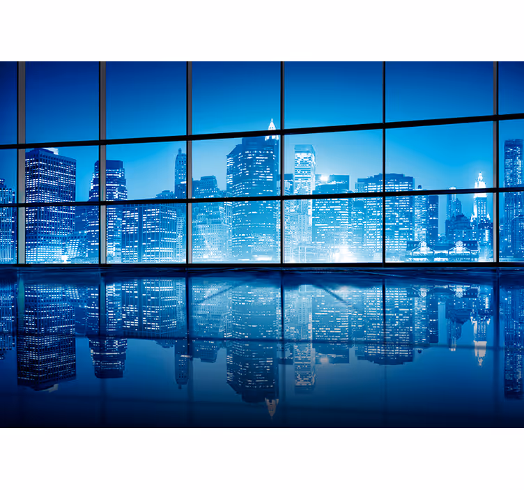 Fotomurais cidades e países reflexo noturno urbano - TenStickers
