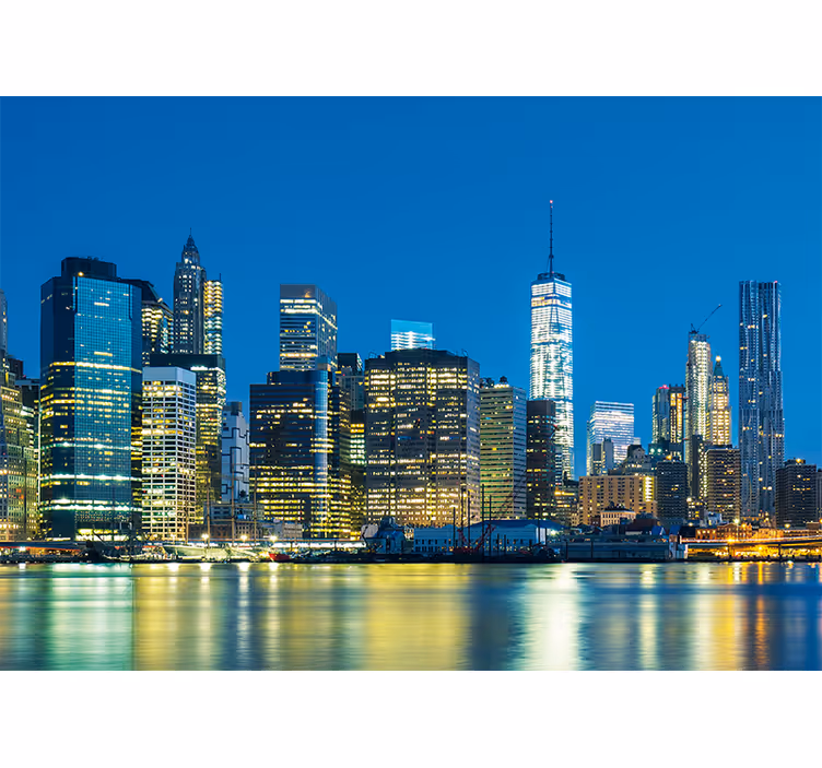 Mural de parede nova york paisagem noturna nyc - TenStickers