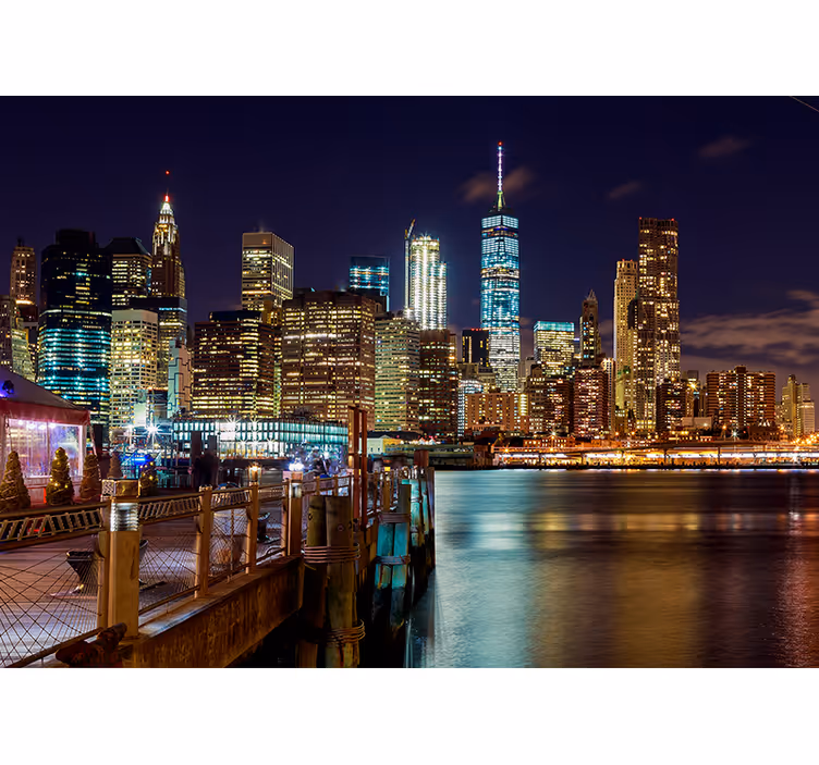 Mural de parede nova york paisagem noturna urbana - TenStickers