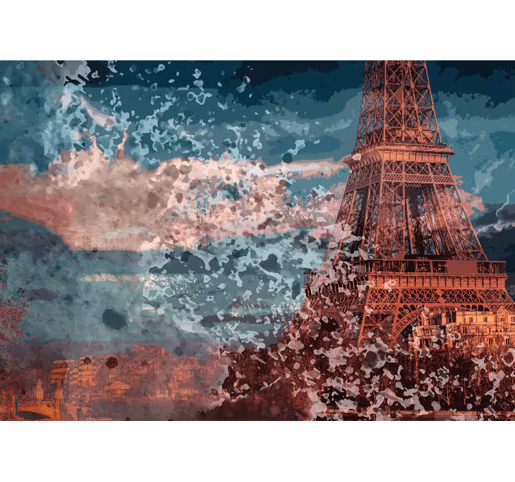Mural de parede paris com silhueta da torre eiffel - TenStickers