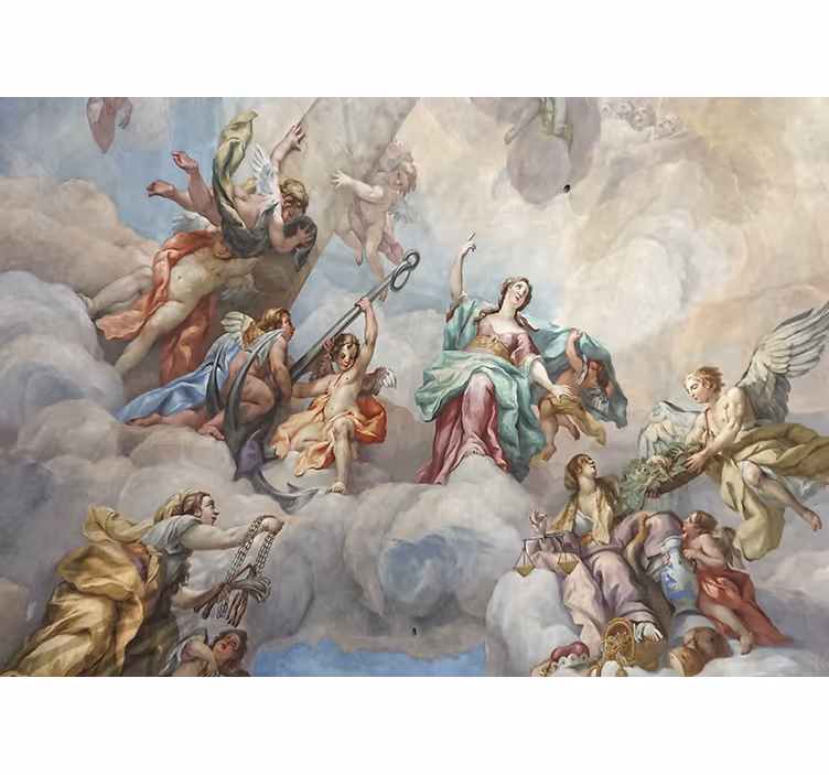 Mural de parede arte clássica figuras celestiais acima - TenStickers