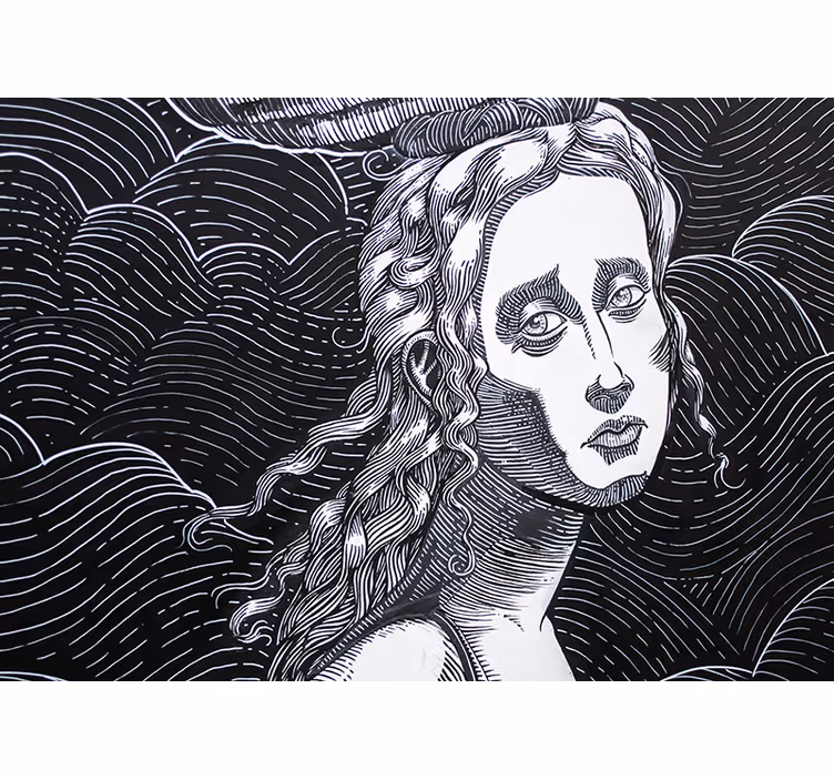 Mural de parede arte retrato feminino intricado - TenStickers
