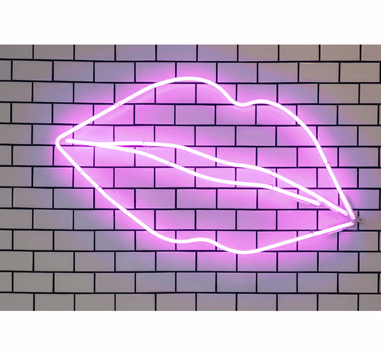 Mural de parede amor formato de lábios neon - TenStickers