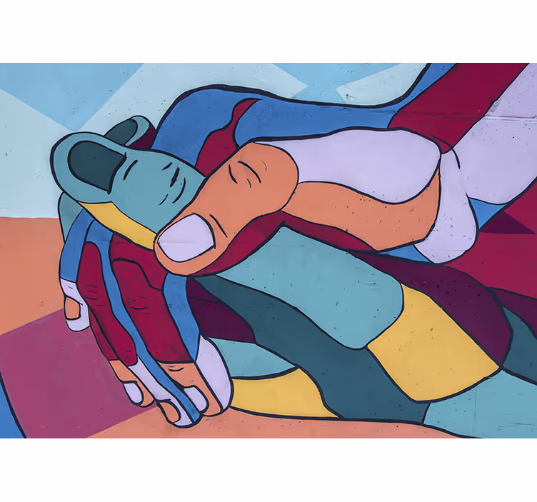 Mural de parede amor abraço de mãos coloridas - TenStickers