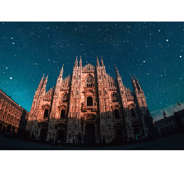 Mural de parede madrid paisagem noturna da catedral de milão - TenStickers