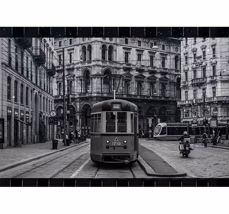 Fotomurais cidades e países interseção de bondes histórica - TenStickers