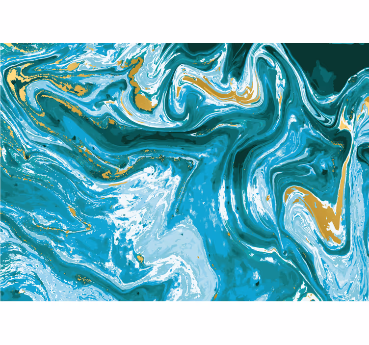 Mural de parede abstrato ondas turquesa fluídas - TenStickers