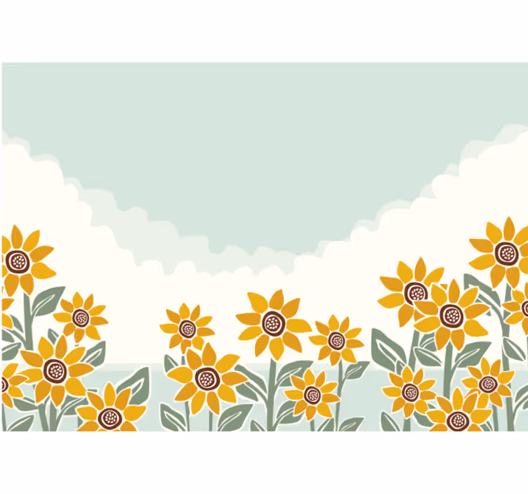 Fotomurais flores cena de jardim com girassóis - TenStickers