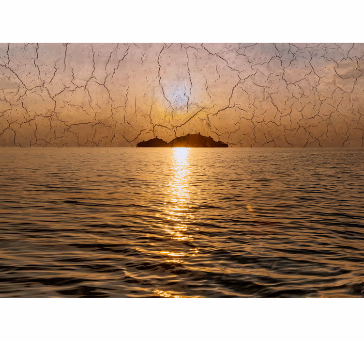 Mural de parede montanha crepúsculo sobre o oceano - TenStickers