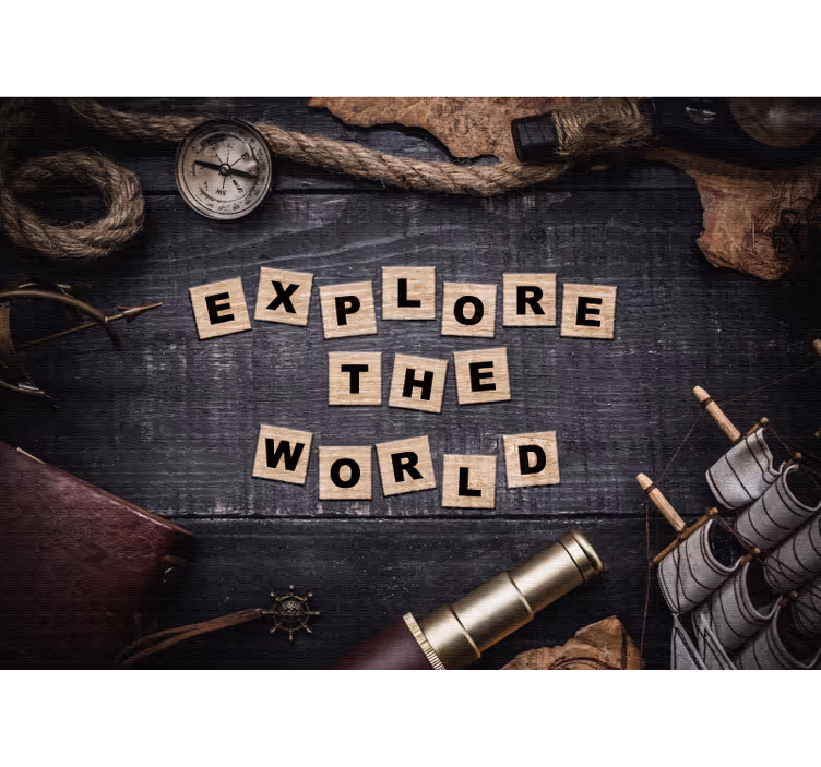 Mural de parede com frases explore o mundo - TenStickers