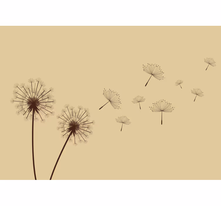 Fotomurais flores Pintura dente de leão com look retro - TenStickers