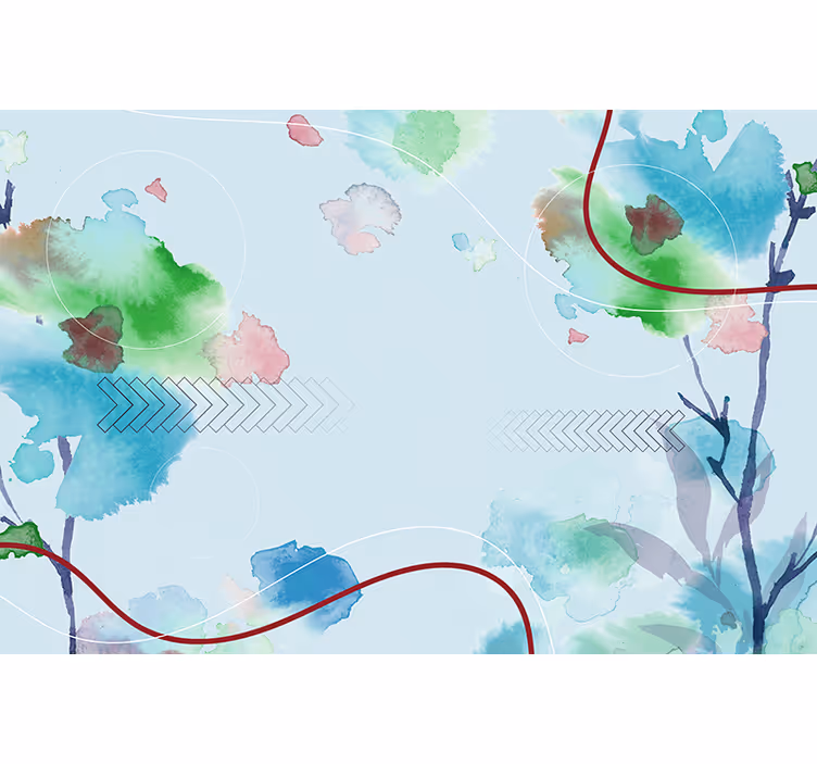 Mural de parede natureza em verdes aquarelados suaves - TenStickers