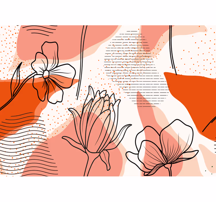 Fotomurais flores arte floral em linhas - TenStickers