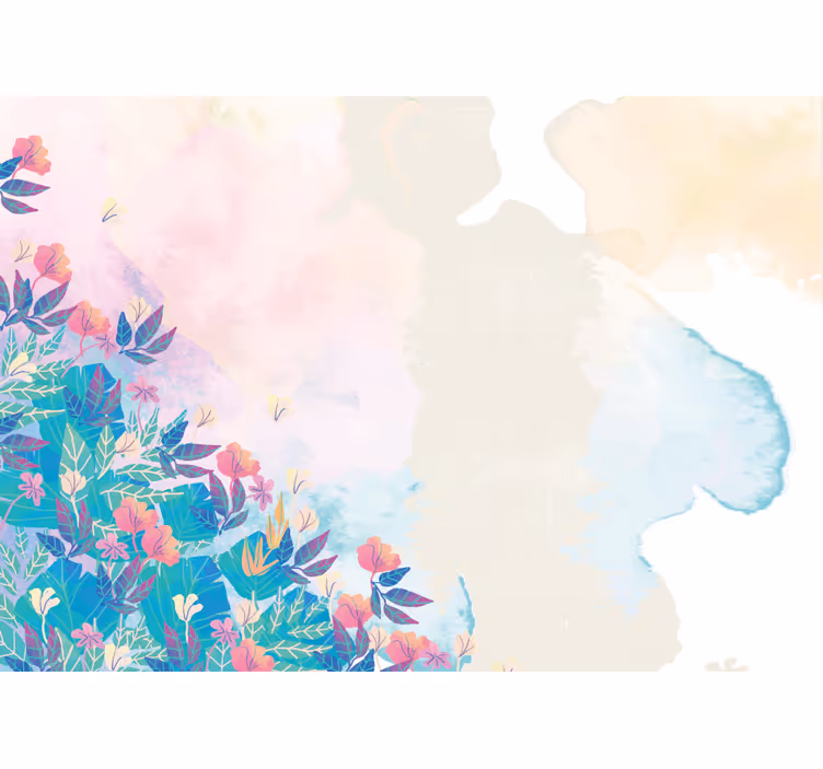 Mural de parede abstrato respingo floral vibrante - TenStickers