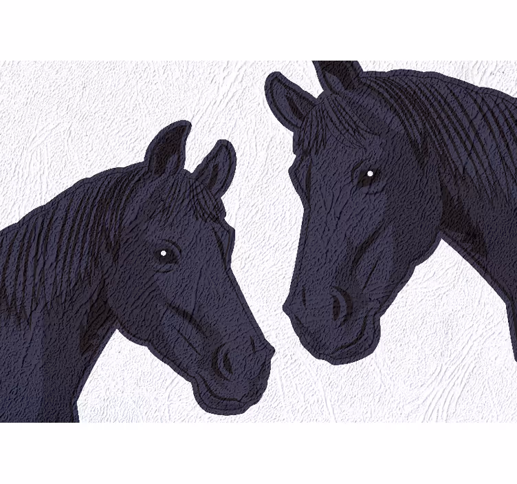 Cavalos pretos pintados em fotomural de parede - TenStickers
