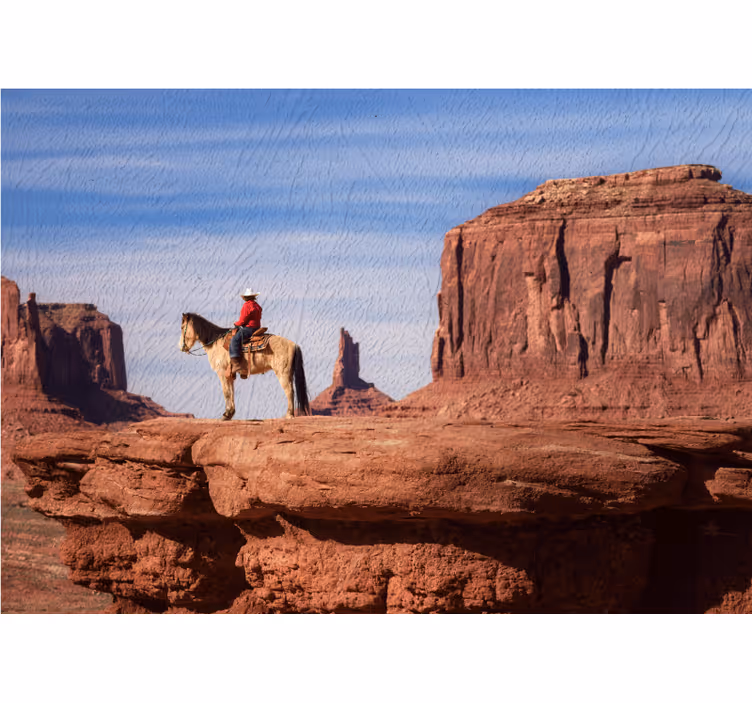 Fotomurais de paisagens cowboy montando cavalo - TenStickers