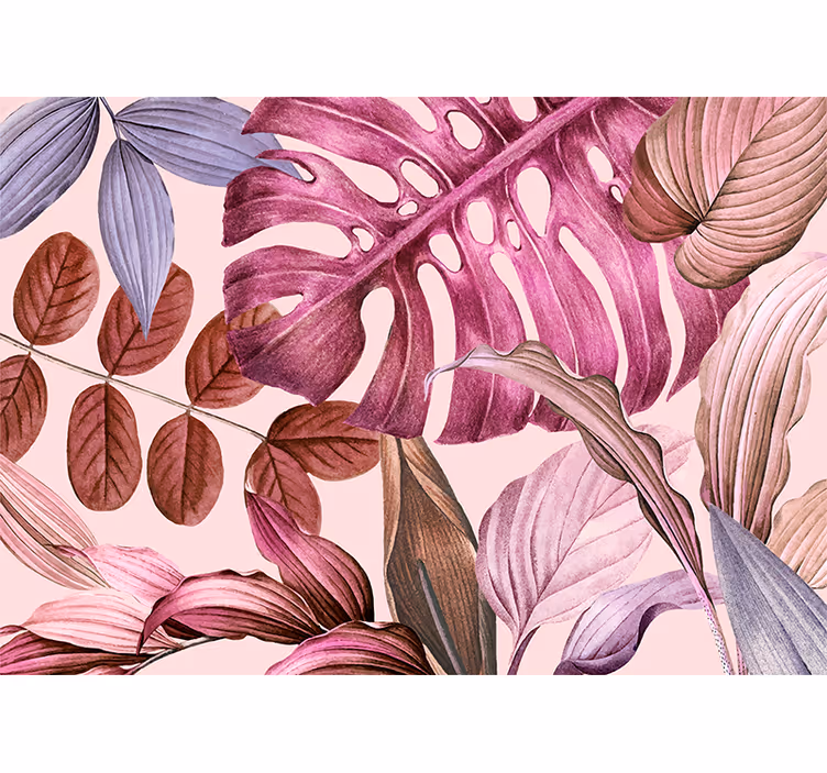 Fotomurais flores folhas tropicais vivas - TenStickers