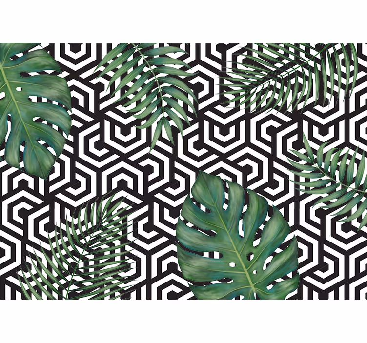 Mural de parede padrões e texturas folhas geométricas - TenStickers