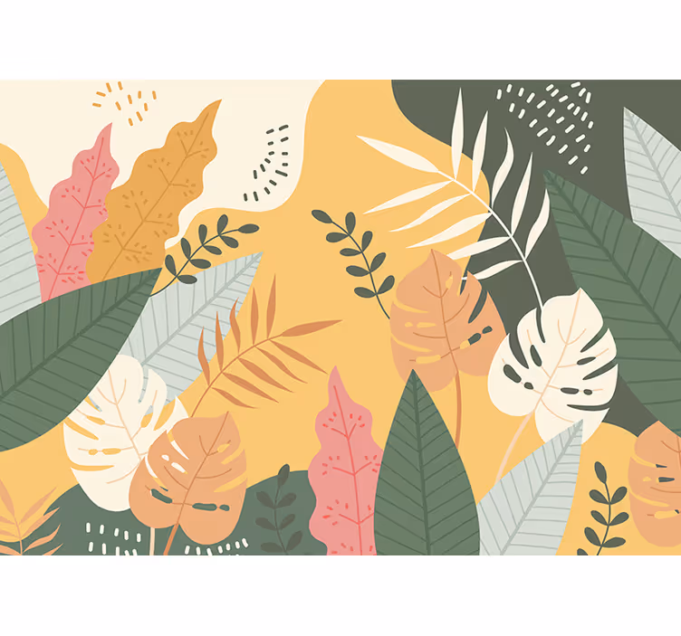 Mural de parede natureza padrões de folhas luxuosas - TenStickers