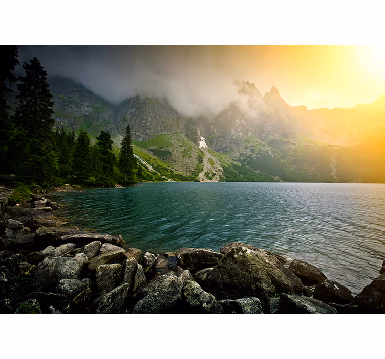Fotomurais de paisagens vista do lago montanhoso - TenStickers