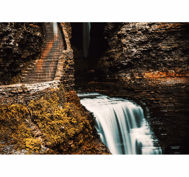 Fotomurais de paisagens vista de cachoeira fluente - TenStickers