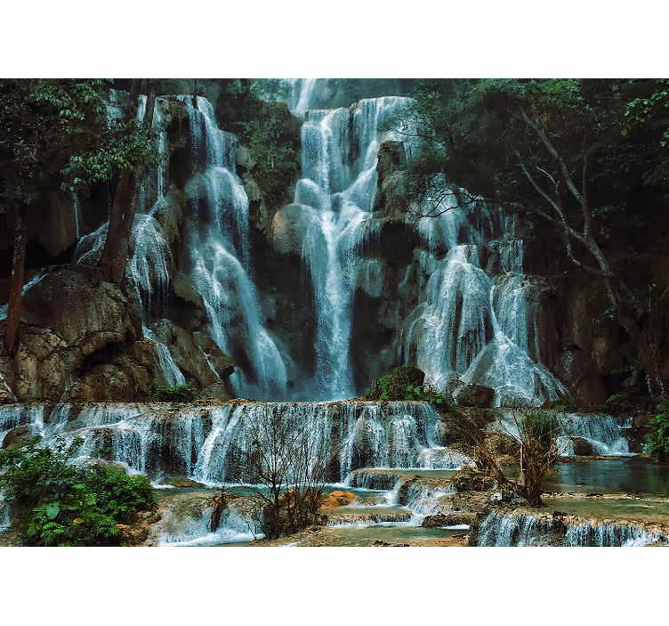 Mural de parede montanha exibição de cachoeira majestosa - TenStickers