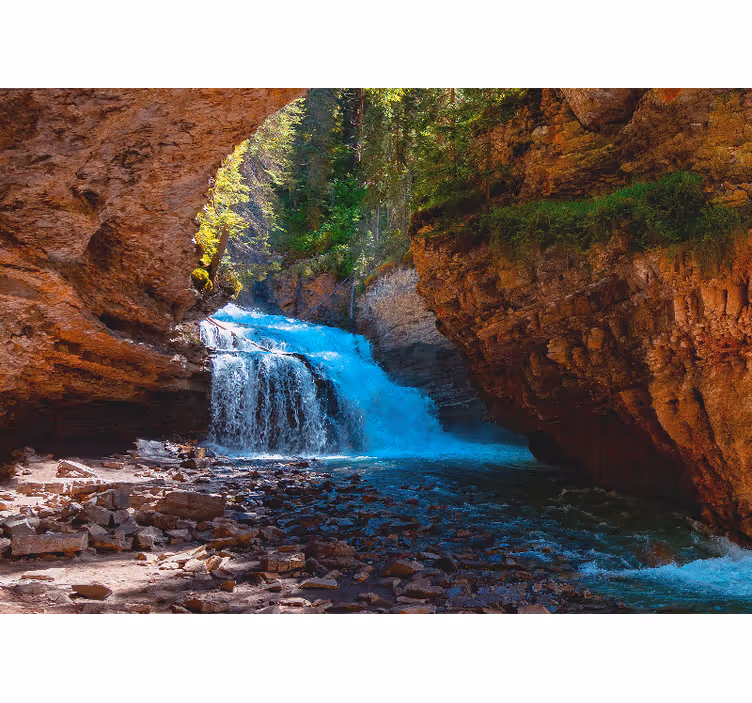 Mural de parede montanha vista de cachoeira em cascata - TenStickers