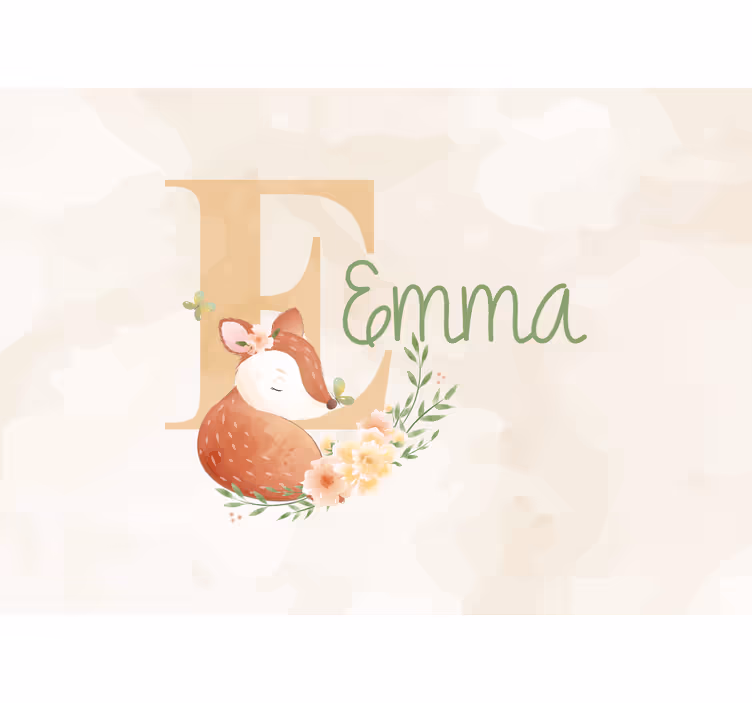 Mural de parede infantil com design de raposa personalizado - TenStickers