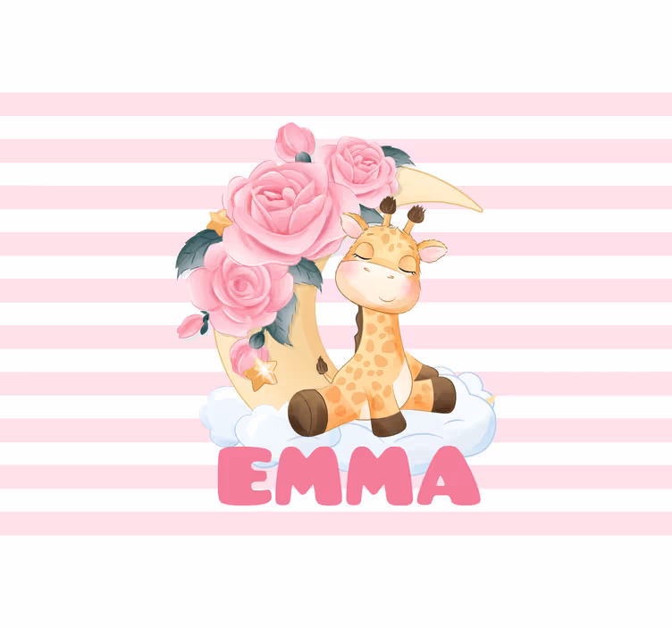 Mural de parede infantil girafa com rosas - TenStickers
