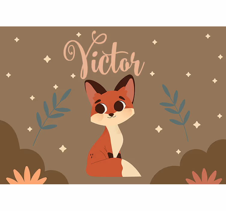 Mural de parede personalizável personagem raposa fofa - TenStickers