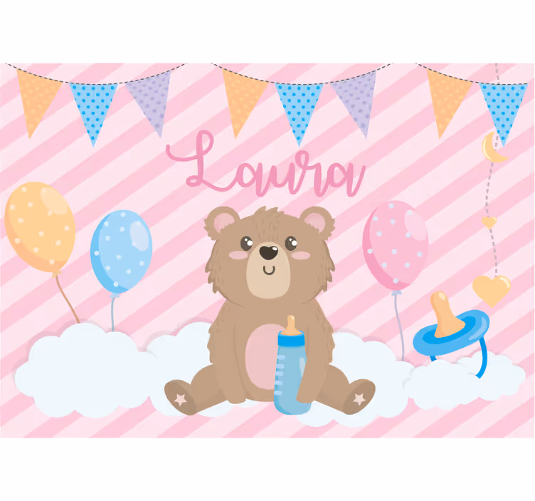 Mural de parede infantil com ilustração de urso fofo - TenStickers