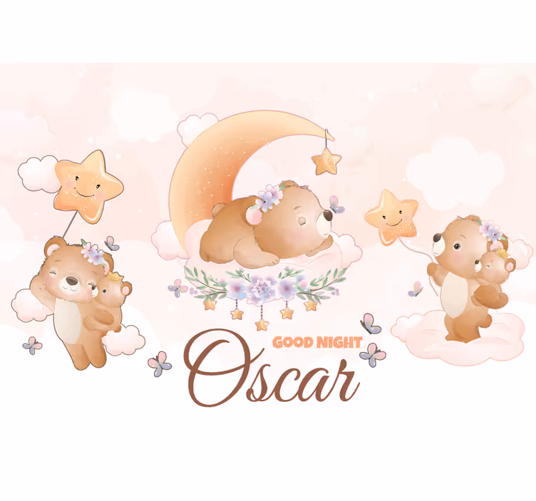 Mural de parede bebés coleção urso sonolento - TenStickers