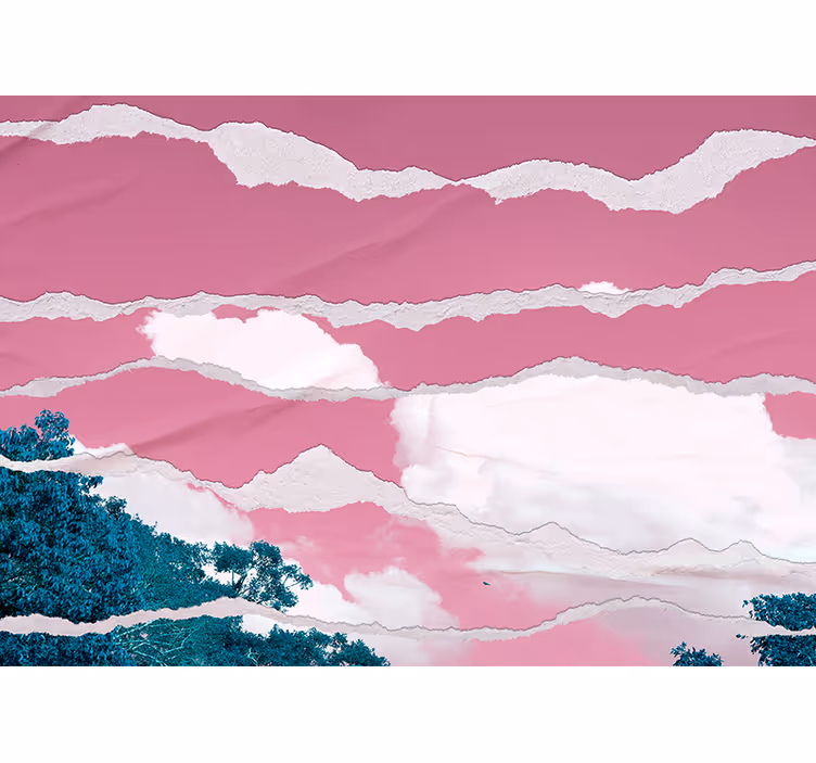 Mural de parede abstrato camadas de nuvens rasgadas - TenStickers