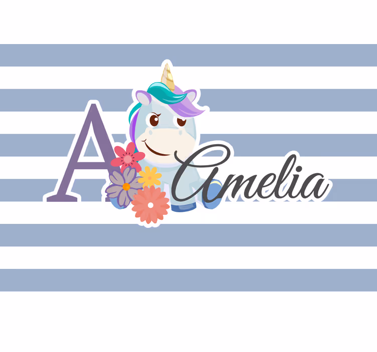 Mural de parede personalizável tema encantador de unicórnio - TenStickers